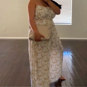 Navane Jumpsuit - White & Tan. Flowing Comfort. Size Large. NWT.